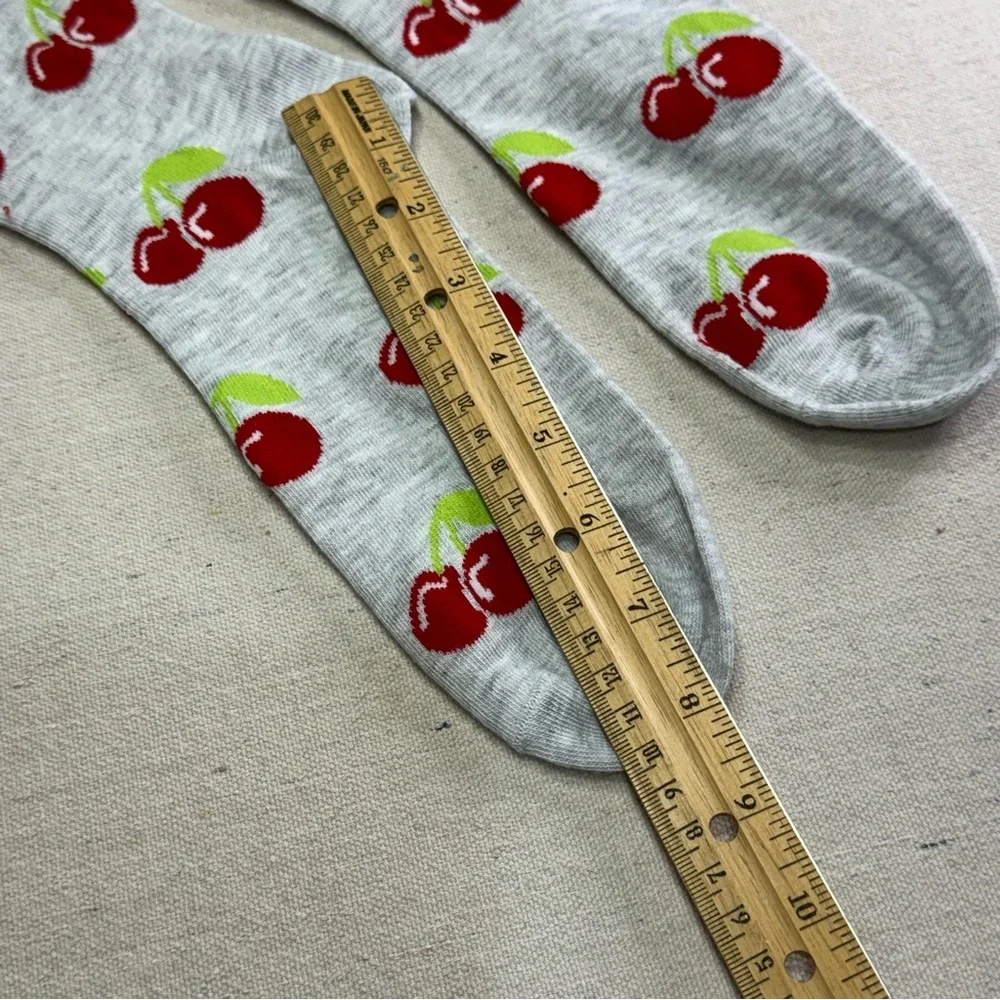 Charms Mini Pops Gray Cherry Crew Socks - Unisex - NWOT
